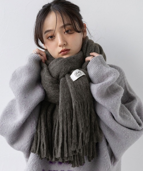 RAGEBLUE（レイジブルー） マフラー ラッセル編み/ボリュームフリンジ