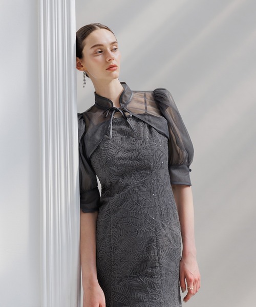 Leja（レジャ） ドレス 「LEJA」スパンコール刺しゅうボタニカル