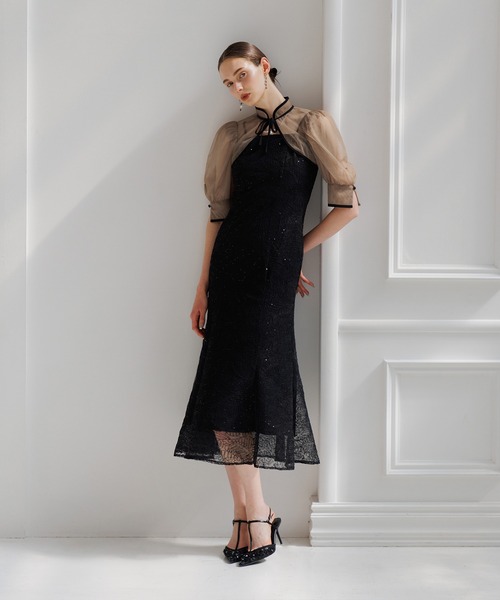 Leja（レジャ） ドレス 「LEJA」スパンコール刺しゅうボタニカル