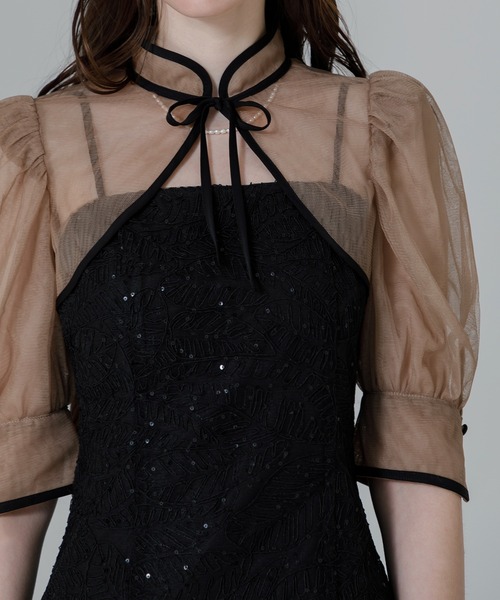 Leja（レジャ） ドレス 「LEJA」スパンコール刺しゅうボタニカル