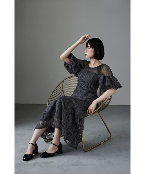 etoll.（エトル） ドレス パフオフショルダーレースドレス : ZOZOTOWN