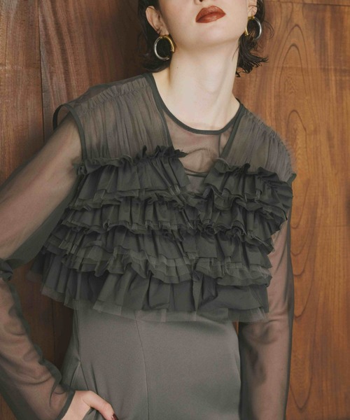 ANDRESD ドレス タフタチュールベストセットドレス / taffeta tulle