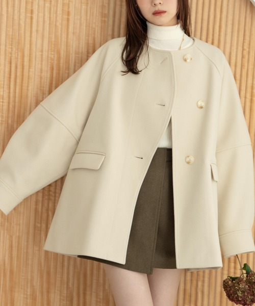 hinari（ヒナリ） コート アウター ウェーブデザインミドルコート