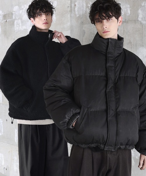 ダウンジャケット ダウン タフタ×ボア リバーシブル機能性中綿