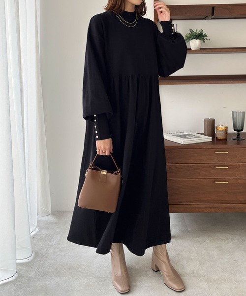 GeeRA（ジーラ） ワンピース フィット＆フレアーニットワンピース