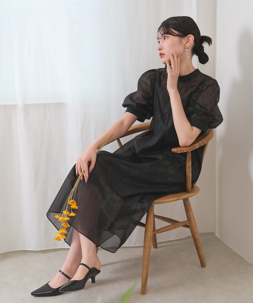 Kana ドレス 「低身長用サイズあり」 Aライン シアー オーバー