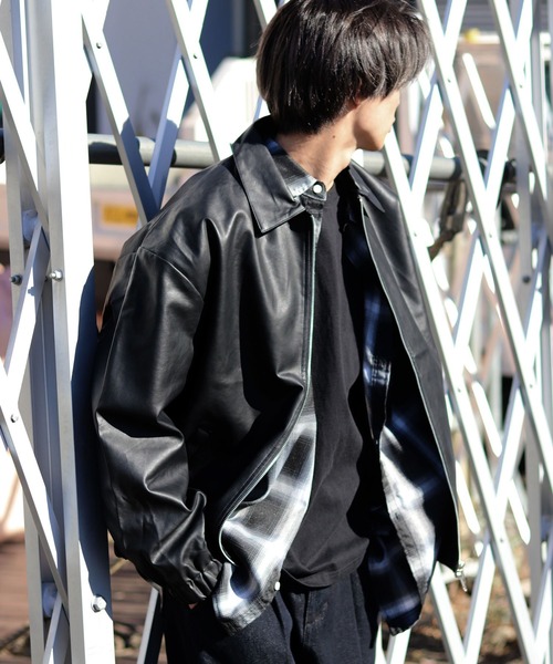 革ジャン ライダース フェイクレザー スイングトップ ブルゾン