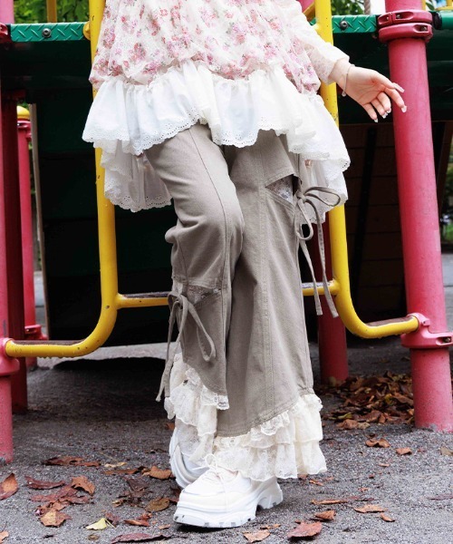 axes femme（アクシーズ ファム） パンツ レース付スリット×リボン