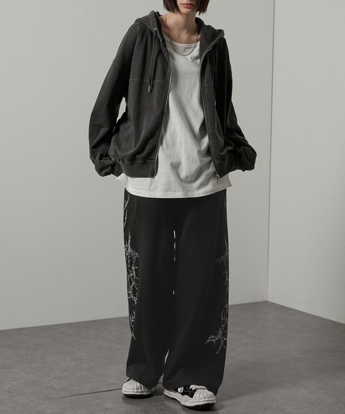 スウェットパンツ ジャージ 「Alfred Alex 」クラックプリント裾ドロー