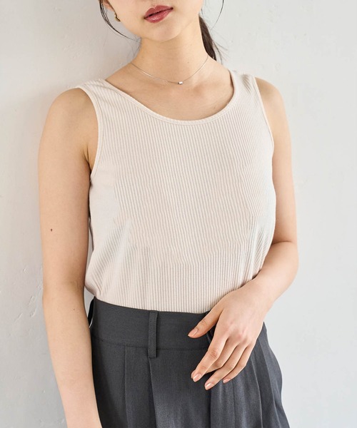 mil（ミル） タンクトップ ノースリーブ 「前後2way」シンプルリブ
