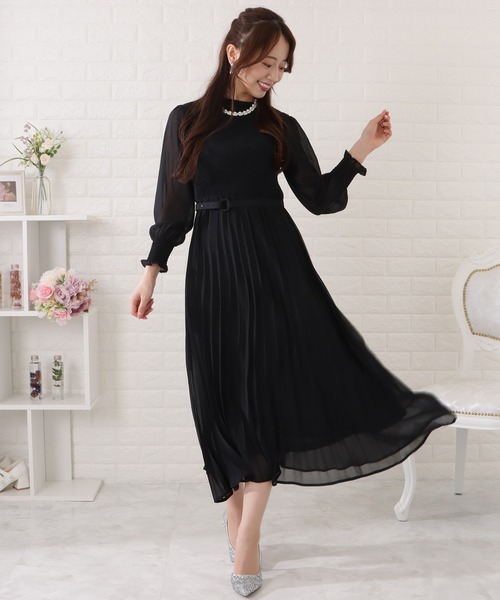 Lace Ladies（レースレディース） ドレス ベルト付きシフォンプリーツ