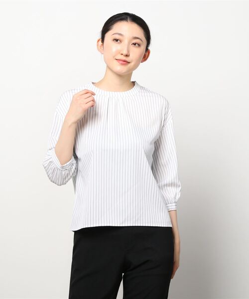 SUIT SELECT ブラウス シャツ 「ストレッチジョーゼット素材」＊七分袖