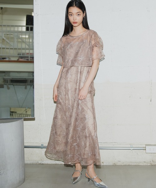 ANDRESD ドレス タックスリーブエンブロイダリードレス / tuck sleeve