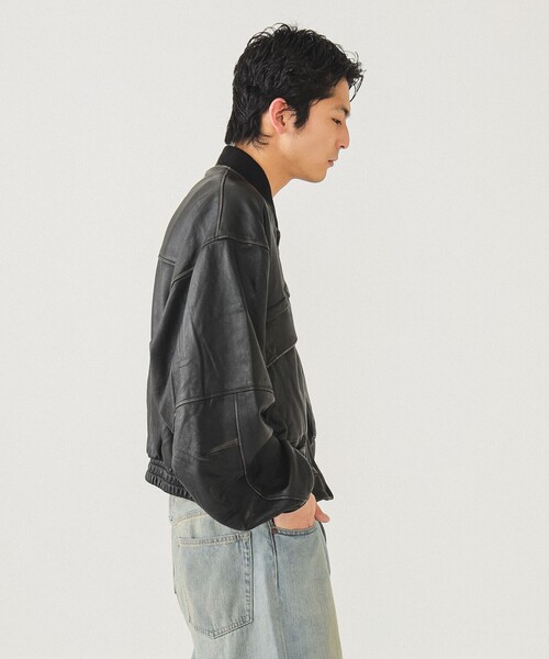 BEAMS（ビームス） 革ジャン ライダース ユーズド加工 レザー ショート