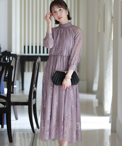 PourVous（プールヴー） ドレス 結婚式 パーティードレス ミモレ丈と袖