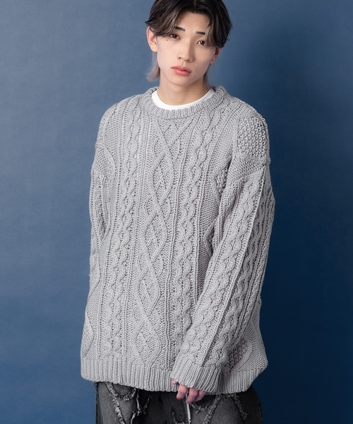 NULL セーター ニット 「NULL」アラン編み フィッシャーマンズニット