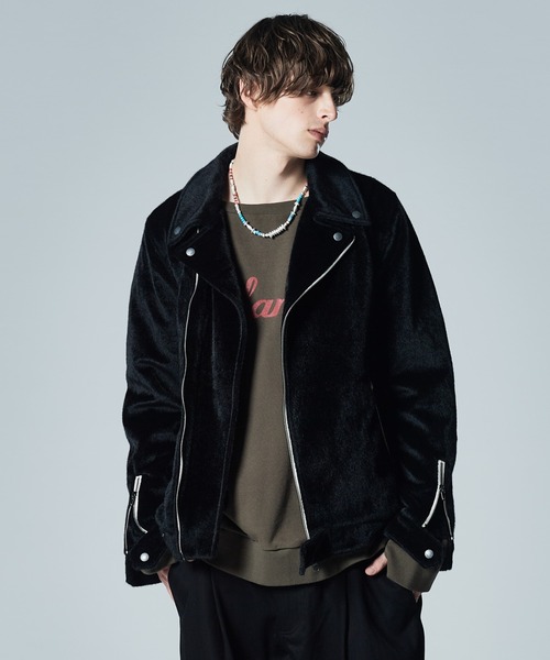 glamb（グラム） 革ジャン ライダース Synth Haircalf Riders JKT