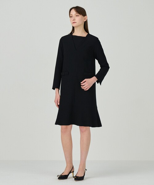 ドレス ダブルクロスドレス SANTEダブルクロスデザインネックドレス(S