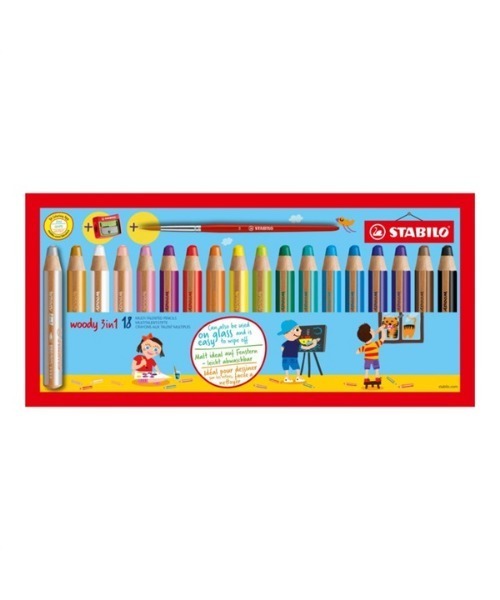 STABILO（スタビロ） ペン ウッディ 18色セット 10mm マルチ色鉛筆