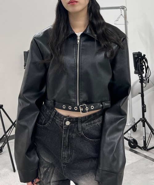 レザージャケット ライダース クロップドシングルライダースジャケット