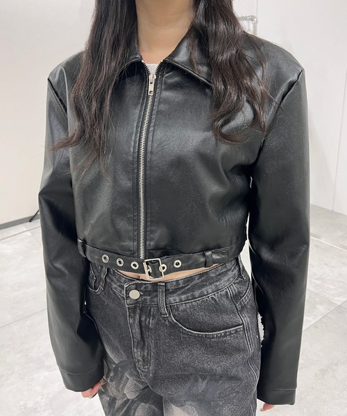 レザージャケット ライダース クロップドシングルライダースジャケット