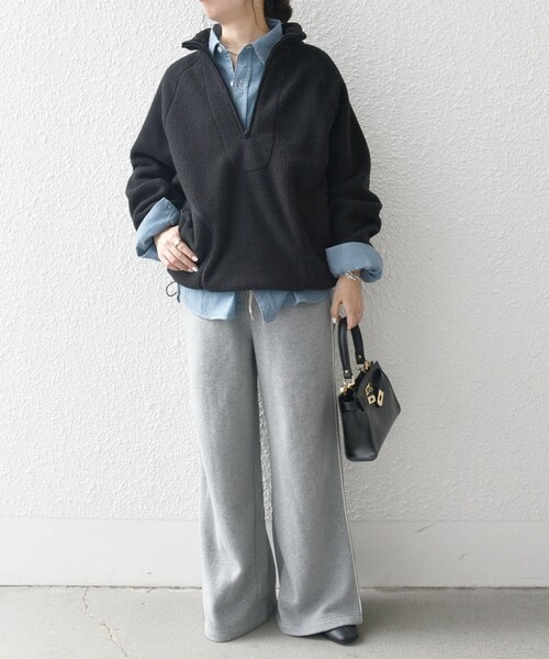 SHIPS any トップス any:「洗濯機可能」ボア フリース ハーフジップ