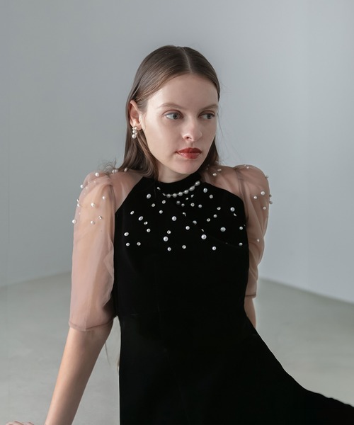 Leja（レジャ） ドレス 「LEJA」シアースリーブパールビジューベロア