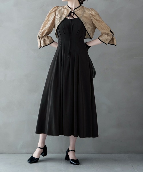 etoll.（エトル） ドレス ジャガードボレロ＆ウエストタックボリューム