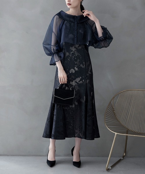 etoll.（エトル） ドレス シアーブラウス＆マーメイドキャミソール