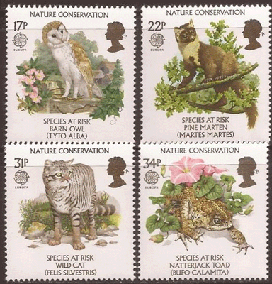 売約3930 外国切手 イギリス 1986年 自然保護 絶滅危惧種初日カバー4種