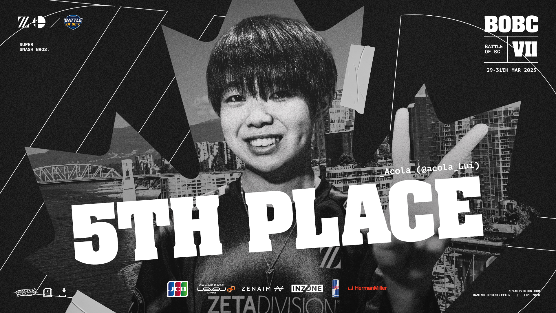 大乱闘スマッシュブラザーズ部門 – 『Battle of BC 7』あcola 5位