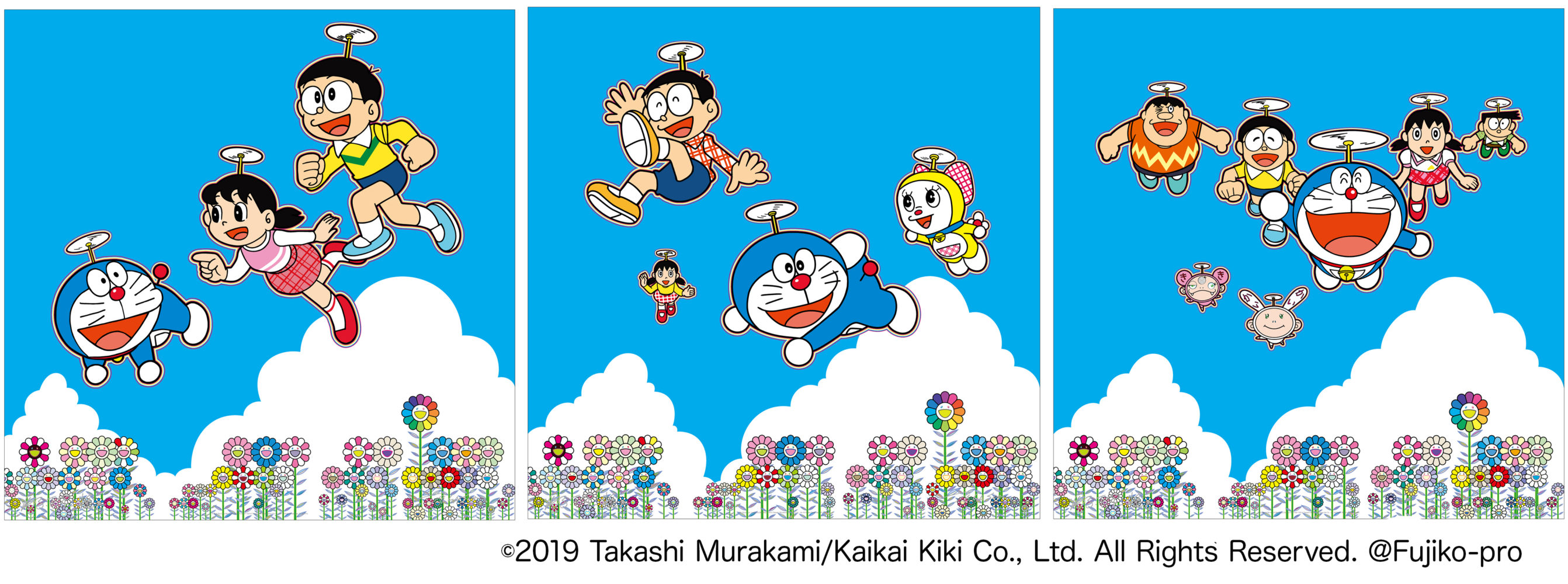 青空の下のドラえもん達 版画 村上隆 青空の下のドラえもん達(ポスター