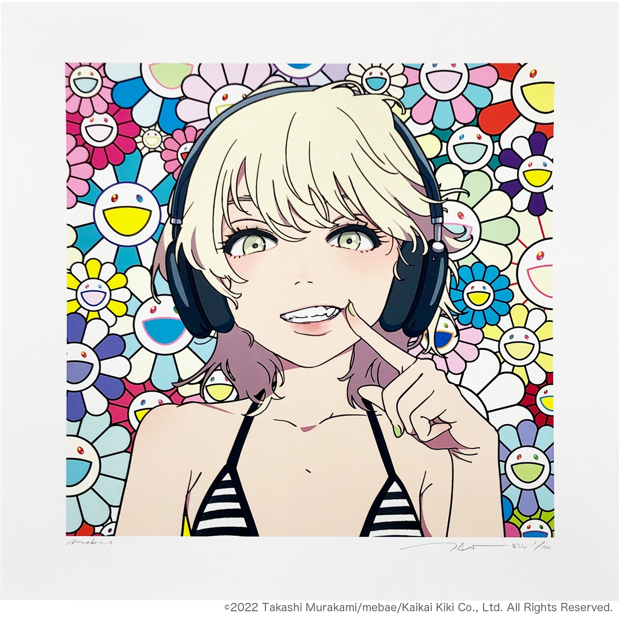 村上隆× mebae smile_03 南の島の女の子 版画 コラボ