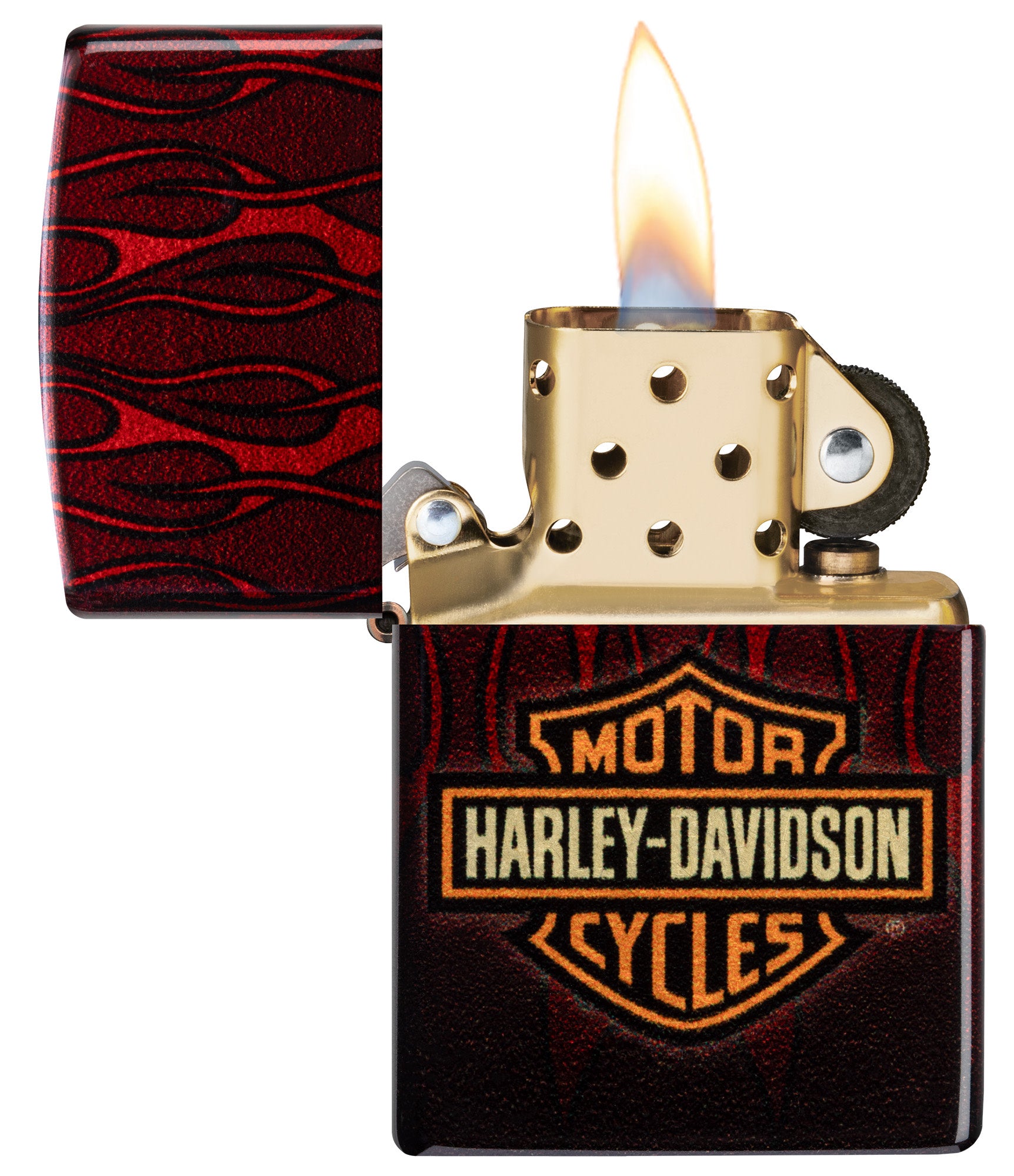 Harley-Davidson® Fusion Flames Design 540 Tumbled Brass Windproof