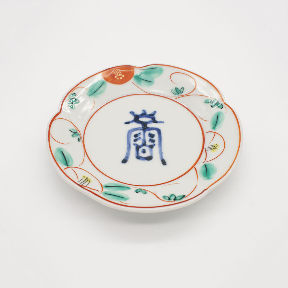 LP-12C 福字赤絵椿文 銘々皿 – 美濃焼・呉須赤絵・テーブルウェアの