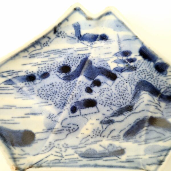 伊万里 染付型紙摺印判変形皿 五枚組 – 古美術西川