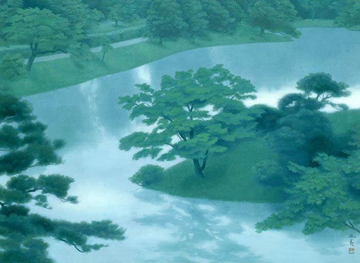 白日会 福田俊三 奥入瀬新緑 10号 優品油彩画 自然風景 白日会 福田