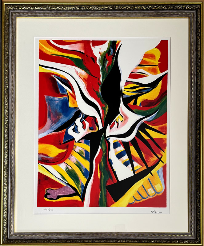 真作保証】岡本太郎「憩い」大判リトグラフ あずま工芸シール有り 版画