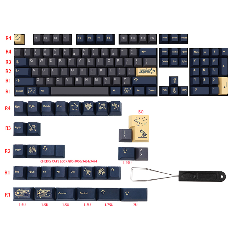 1セットgmk stargazeキーキャップpbt 5側面昇華キーキャップ桜