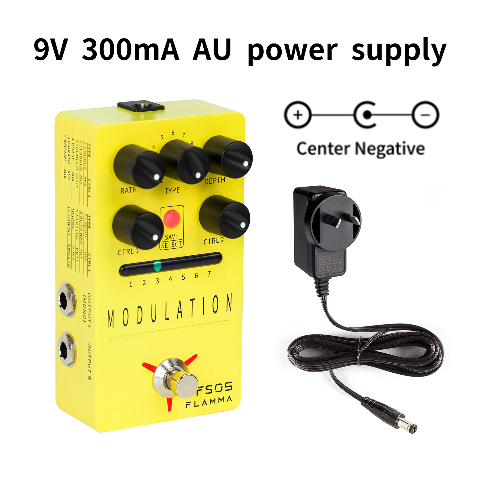 FLAMMA FS05 Modulation Pedal Stereo Digital Guitar Effects Pedal