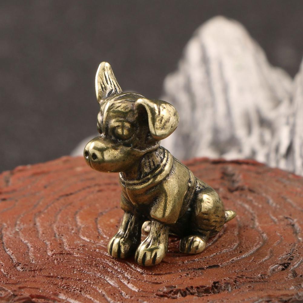Estatueta de cachorro de bronze, modelo de cachorro vintage, mini