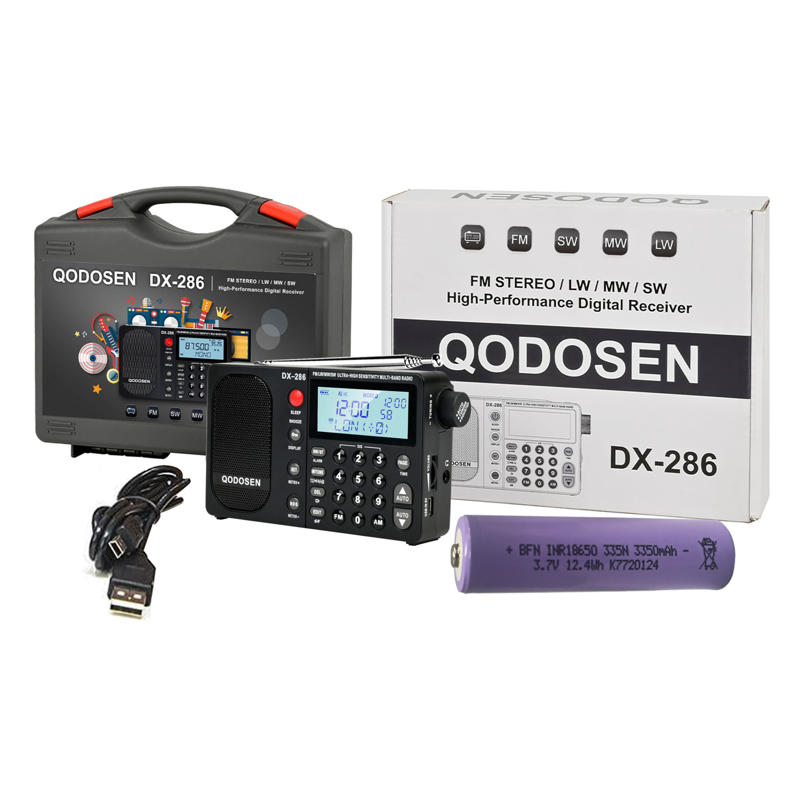 QODOSEN DX-286ラジオ小型,超高性能FM/LW/AM/短波 ステレオ家用户外