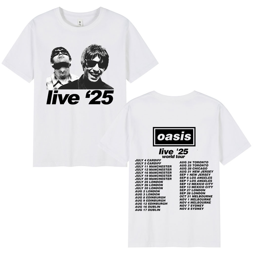 British Rock Band O-Oasis Live 25 Tour T-Shirts Mens Women Casual
