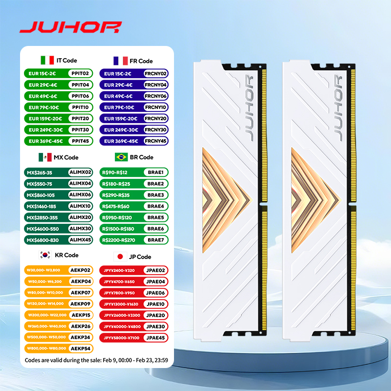 JUHOR Desktop Memory DDR4 8GB 16GB 3200MHz 3600MHz 16GBX2 8GBX2