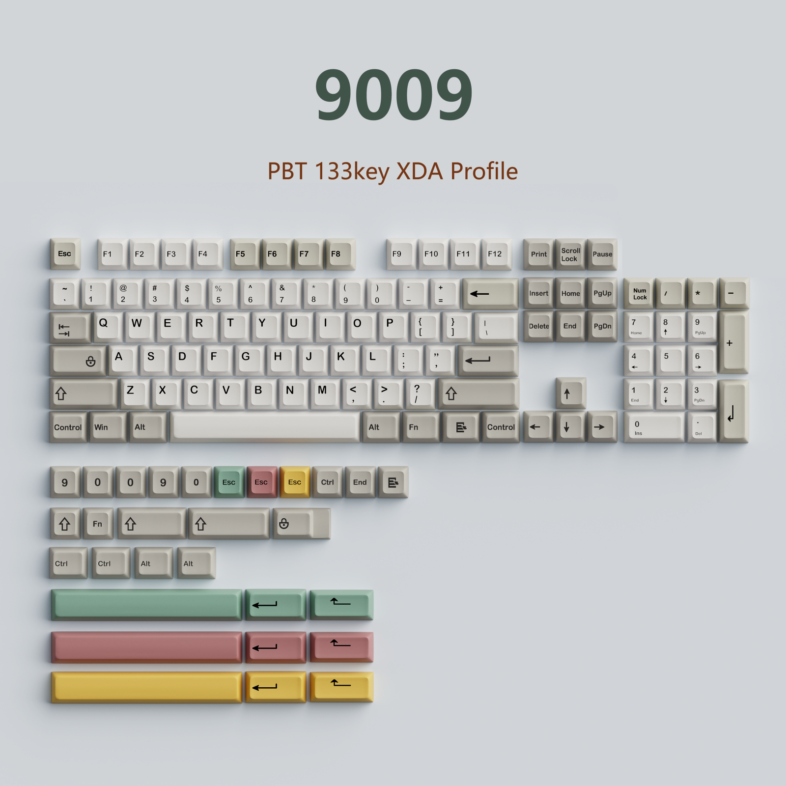 126/133 Keys 9009 Retro XDA PBT Dye Sub Keycaps - GMK Keycap