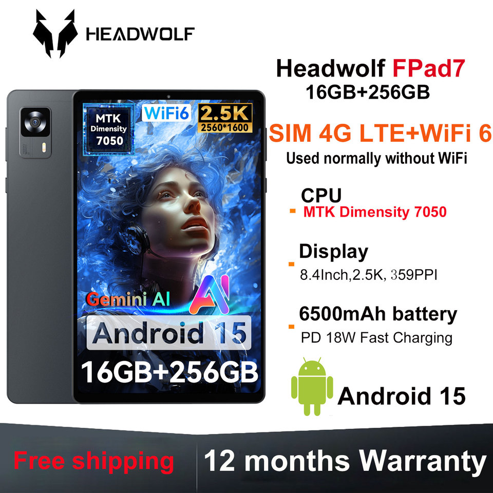Headwolf FPad7 Android 14 タブレット 8インチ、MTK Dimensity 7050