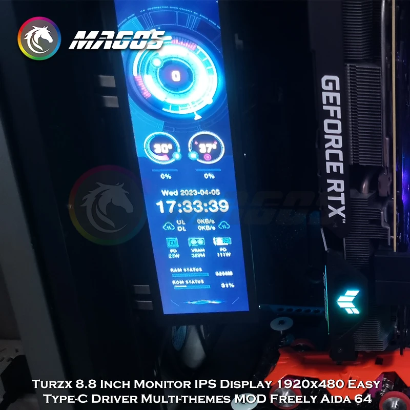 頑丈な8.8インチのディスプレイ,1920x480,簡単なタイプc,スイッチング