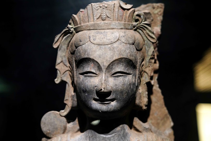 中囯北魏時期豆仏像，古銅製，（旧家藏出し）。 中囯北魏時期豆仏像