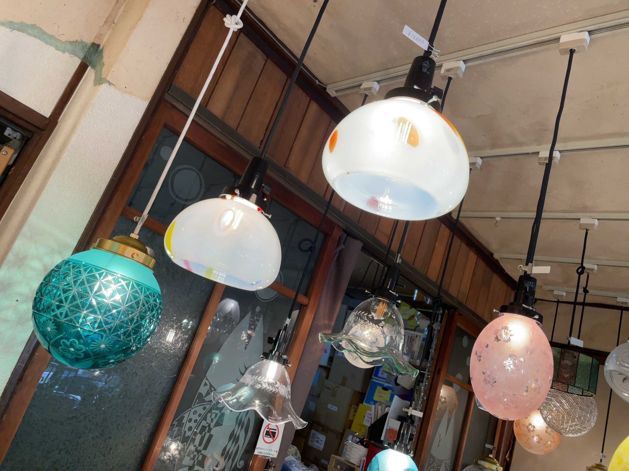 コバルトブルー カットガラスランプ コバルトブルー カットガラス