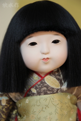 味岡映水作 8号 市松人形 (101) 約32センチ 正絹衣装 絹毛 | 味岡人形